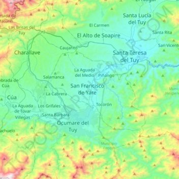 San Francisco de Yare topographic map, elevation, terrain