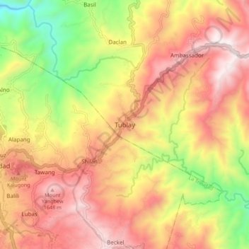 Tublay topographic map, elevation, terrain