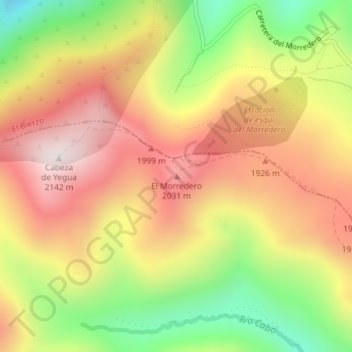 El Morredero topographic map, elevation, terrain