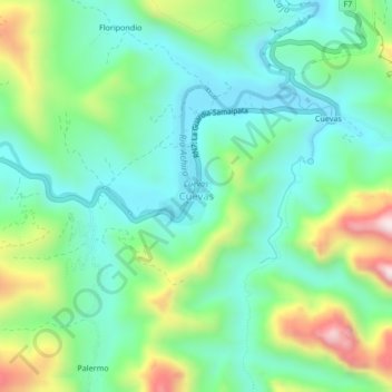Cuevas topographic map, elevation, terrain