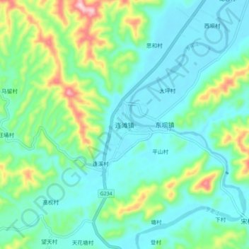 Liantan topographic map, elevation, terrain