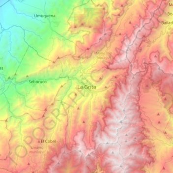 La Grita topographic map, elevation, terrain