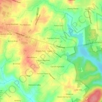 Sweet Air topographic map, elevation, terrain