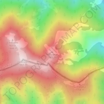 Manzanar topographic map, elevation, terrain