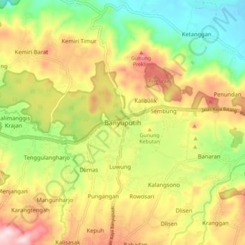 Banyuputih topographic map, elevation, terrain