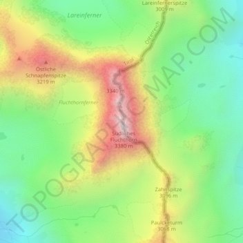 Fluchthorn topographic map, elevation, terrain