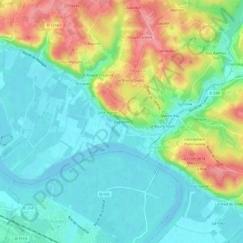 Bagatelle topographic map, elevation, terrain