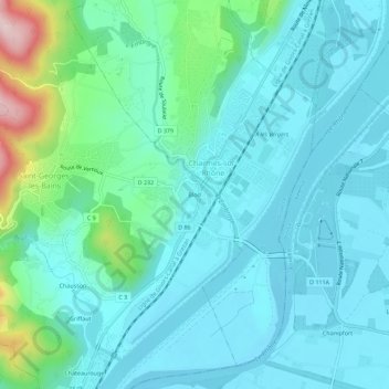 Blod topographic map, elevation, terrain