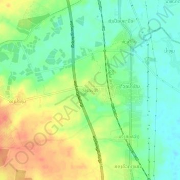Sisavat topographic map, elevation, terrain