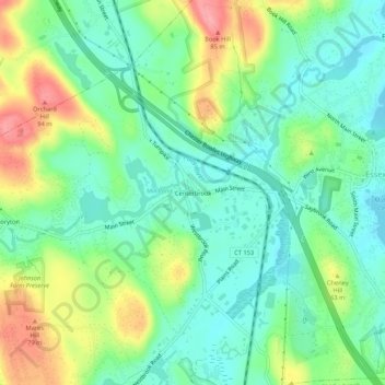 Centerbrook topographic map, elevation, terrain