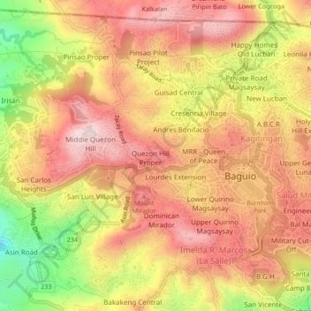 Quezon Hill Proper topographic map, elevation, terrain