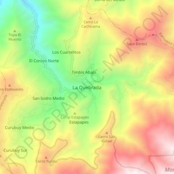 La Quebrada topographic map, elevation, terrain