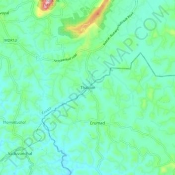 Thaloor topographic map, elevation, terrain