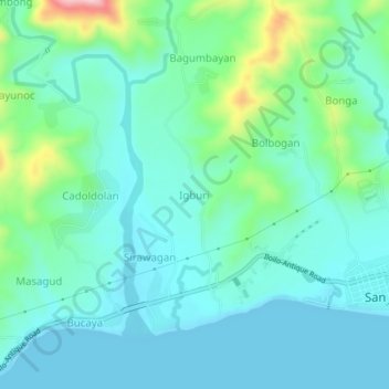 Igburi topographic map, elevation, terrain