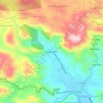 Attappallam topographic map, elevation, terrain