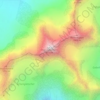 Ober Gabelhorn topographic map, elevation, terrain