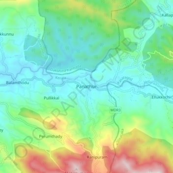 Panathur topographic map, elevation, terrain