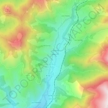 Couperie topographic map, elevation, terrain