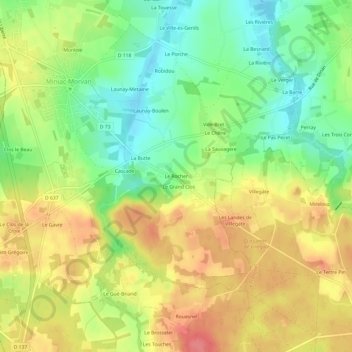 Le Rocher topographic map, elevation, terrain