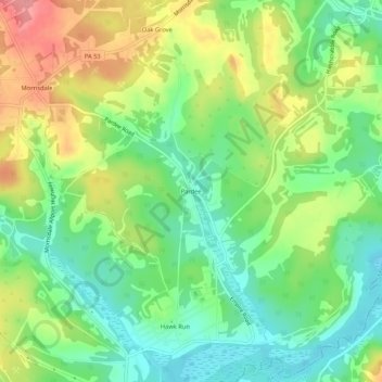 Pardee topographic map, elevation, terrain