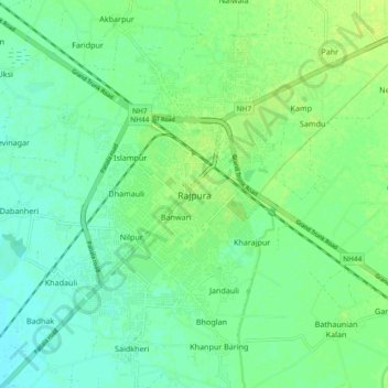 Rajpura topographic map, elevation, terrain