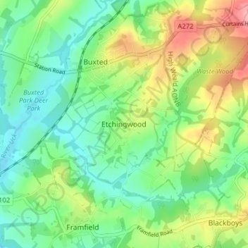 Etchingwood topographic map, elevation, terrain