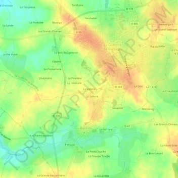 La Sallerie topographic map, elevation, terrain