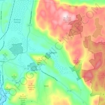 Canaan topographic map, elevation, terrain