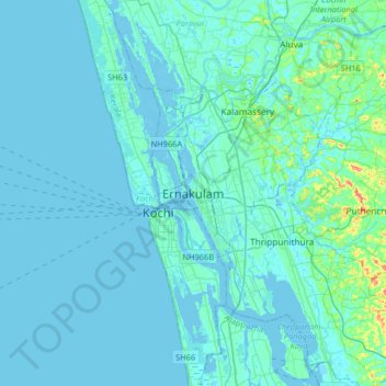 Ernakulam topographic map, elevation, terrain