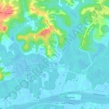 Julieu topographic map, elevation, terrain