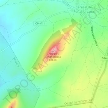 Peñeros topographic map, elevation, terrain