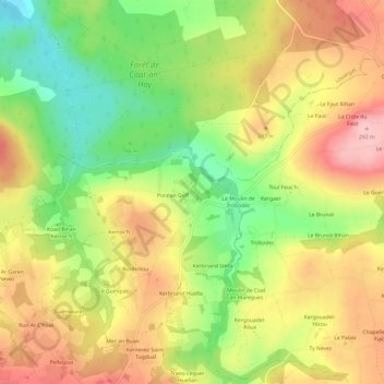 Kergalaon topographic map, elevation, terrain
