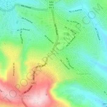 Kicukiro topographic map, elevation, terrain