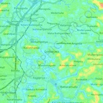 Gothatuwa topographic map, elevation, terrain