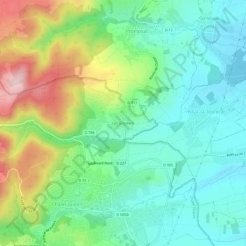 Les Grosliers topographic map, elevation, terrain