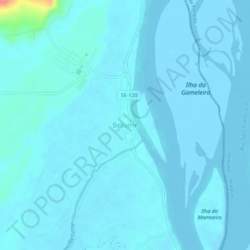 Betume topographic map, elevation, terrain