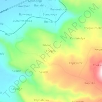 Cheptui topographic map, elevation, terrain