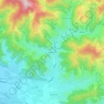 Reckenberg topographic map, elevation, terrain