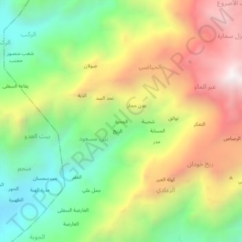 Al Jahrah topographic map, elevation, terrain