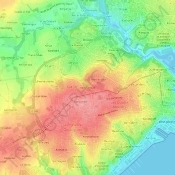 Kerfeunteun topographic map, elevation, terrain