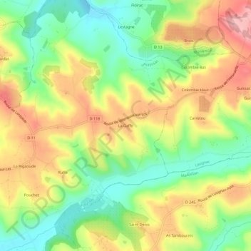La Gaffe topographic map, elevation, terrain