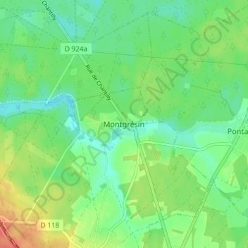 Montgrésin topographic map, elevation, terrain