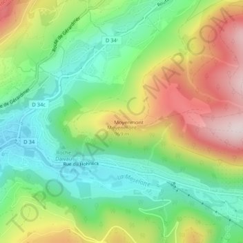 Moyenmont topographic map, elevation, terrain