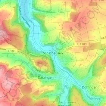 Schafhausen topographic map, elevation, terrain