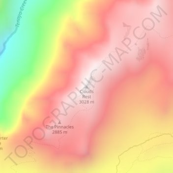 Clouds Rest topographic map, elevation, terrain