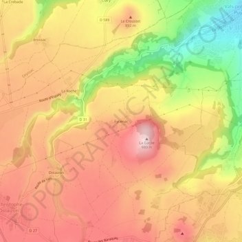 Eycenac topographic map, elevation, terrain