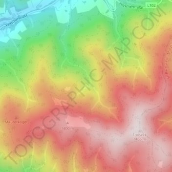 Aueralm topographic map, elevation, terrain