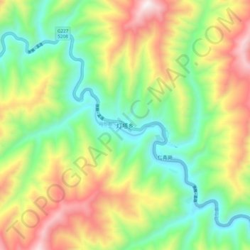 Dimda topographic map, elevation, terrain