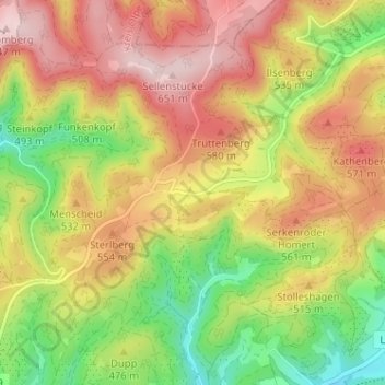 Weuspert topographic map, elevation, terrain