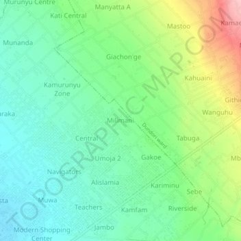 Milimani topographic map, elevation, terrain